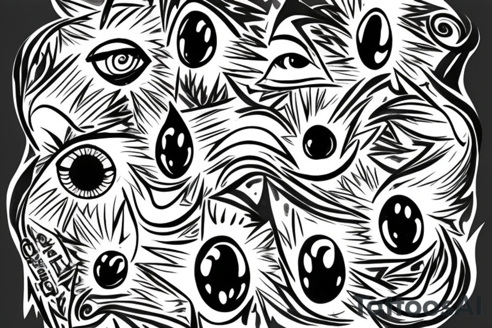 Few eyes connected with each other by the lightning tattoo idea