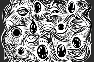 Few eyes connected with each other by the lightning tattoo idea