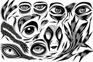 Few eyes connected with each other by the lightning tattoo idea