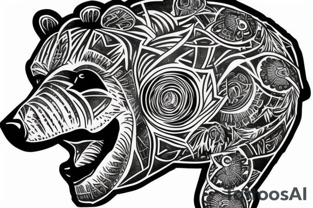 bear standing growling tattoo idea