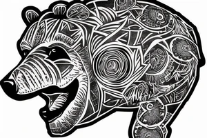 bear standing growling tattoo idea