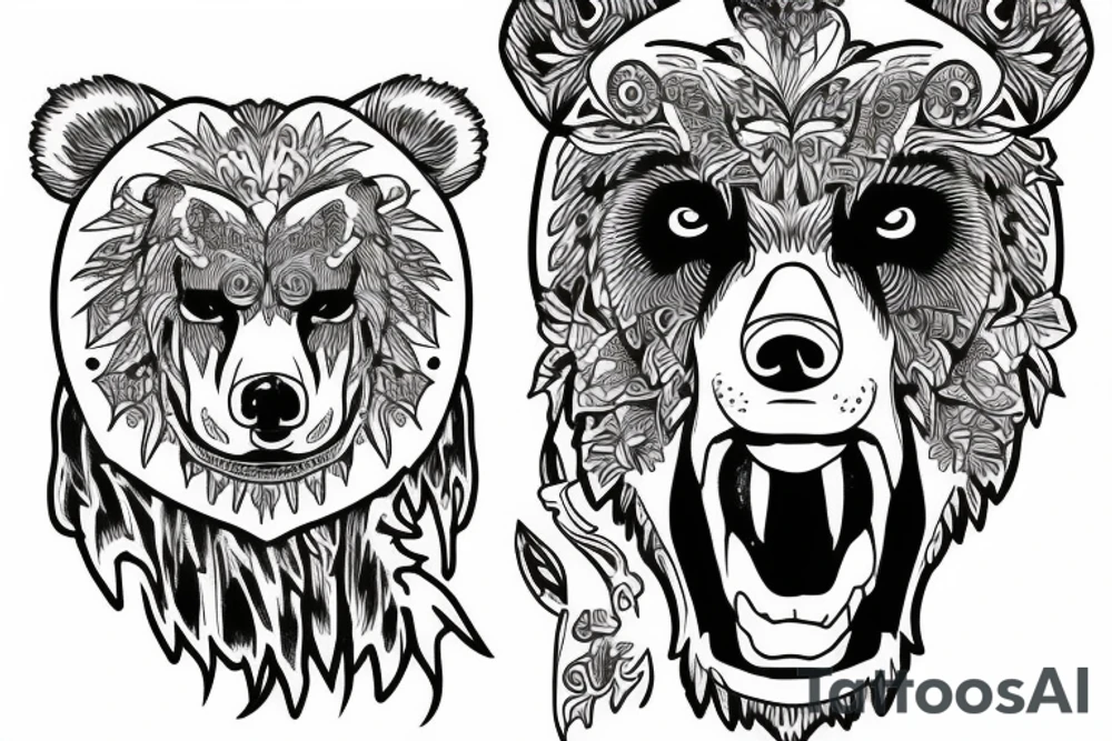 bear standing growling tattoo idea