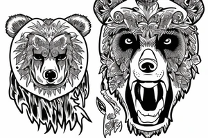 bear standing growling tattoo idea