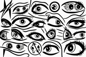 Few eyes connected with each other by the lightning tattoo idea