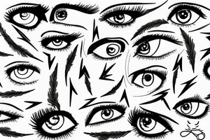Few eyes connected with each other by the lightning tattoo idea