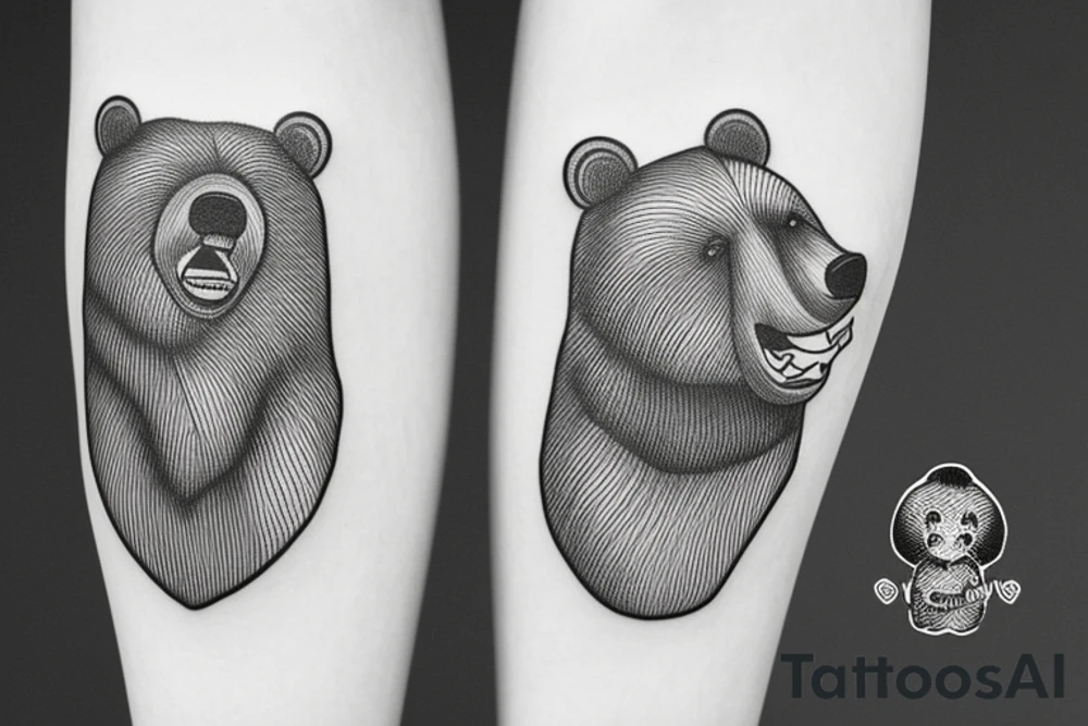 bear standing growling tattoo idea