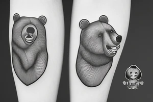 bear standing growling tattoo idea