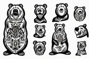 bear standing growling tattoo idea