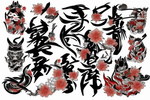 Yakuza Samurai with Kitsune spirit and a shinto shrine with cherry blossoms tattoo idea