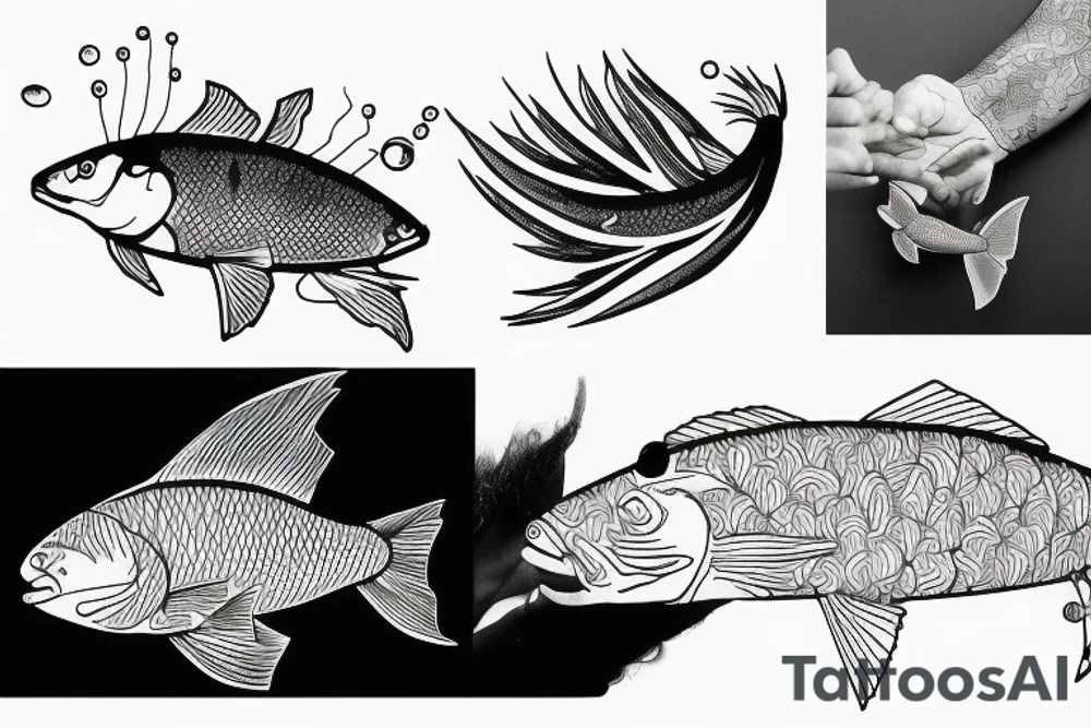 saltwater flyfishing simple tattoo idea