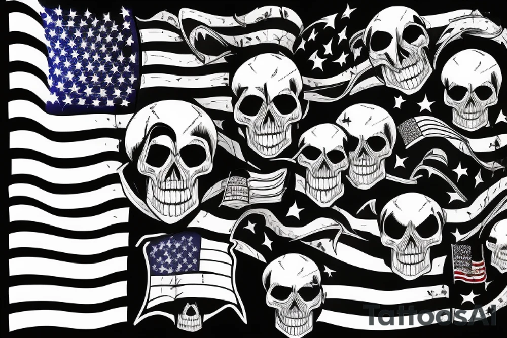 American flag with skull tattoo idea