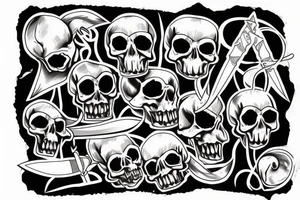 Skull with knives tattoo idea