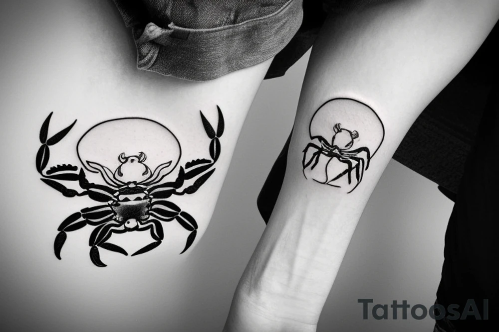 a simple design with the outline of a crab tattoo idea