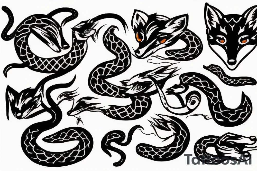 Fox fighting a snake tattoo idea