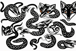 Fox fighting a snake tattoo idea
