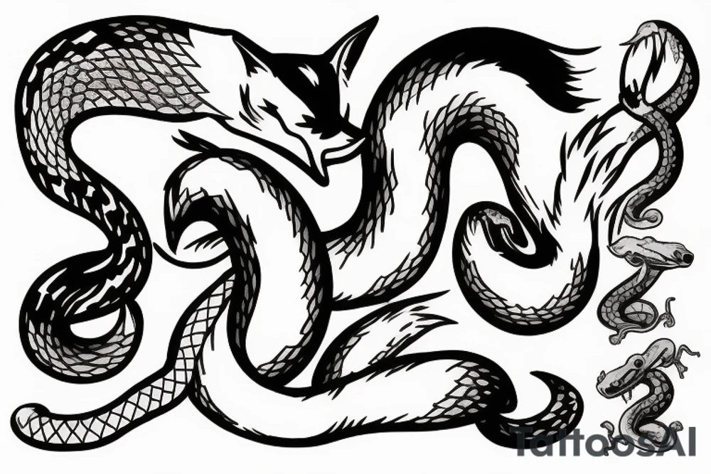 Fox fighting a snake tattoo idea