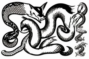 Fox fighting a snake tattoo idea