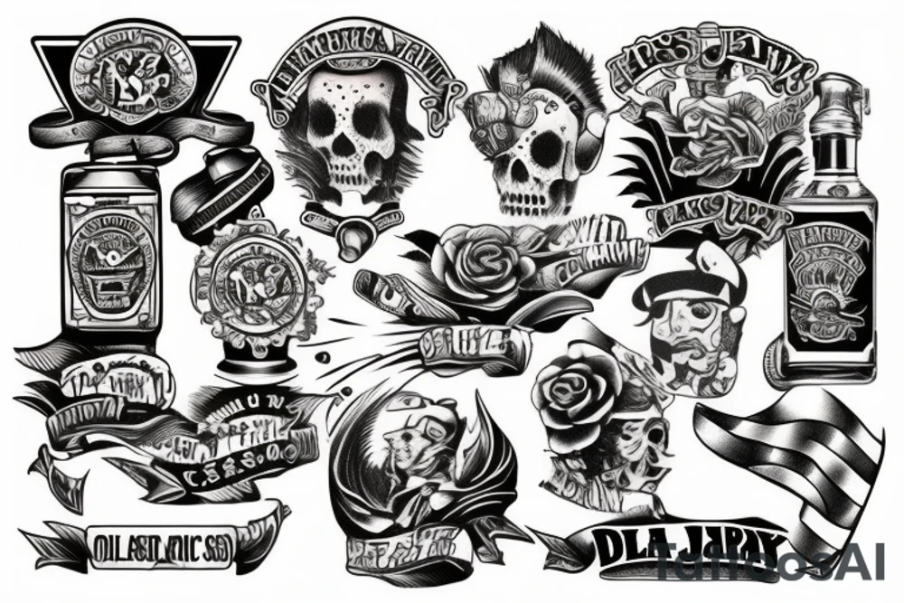 punk old-school rock 
 blues delta sailor jerry classic tattoo shop vintage retro nautical tattoo idea