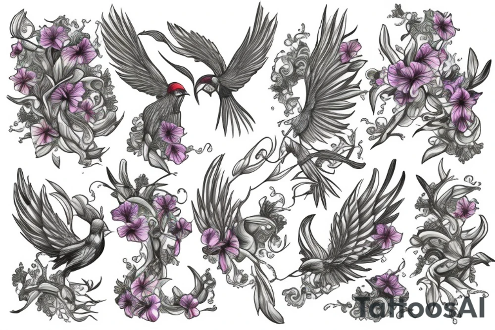 Phoenix bird fire, petunias, faith tattoo idea