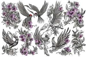 Phoenix bird fire, petunias, faith tattoo idea