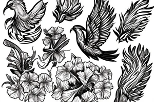 Phoenix bird fire, petunias, faith tattoo idea