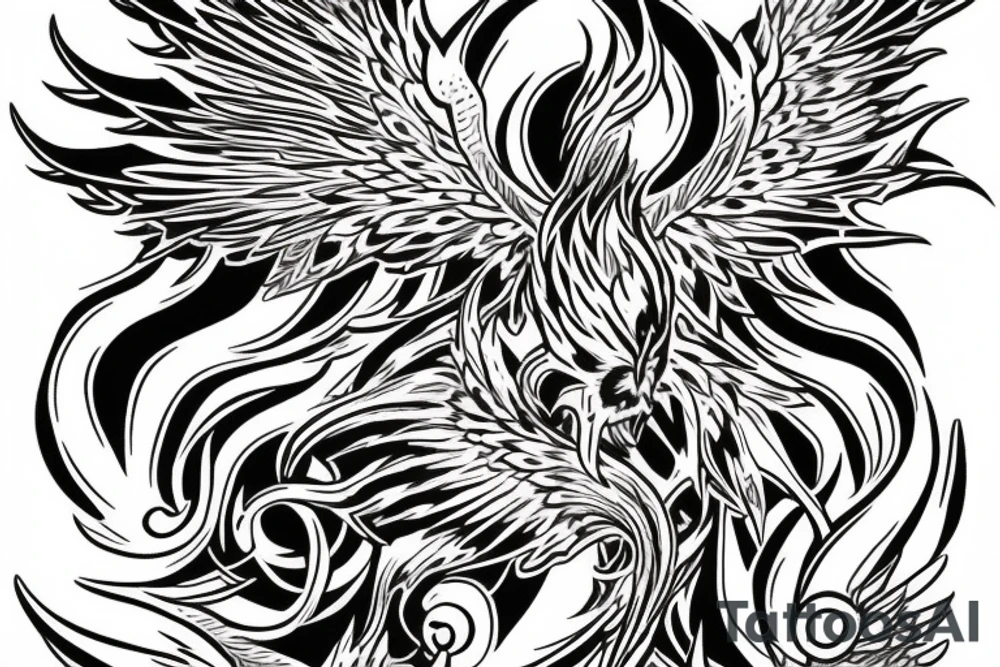 Phoenix rising from the flames tattoo idea