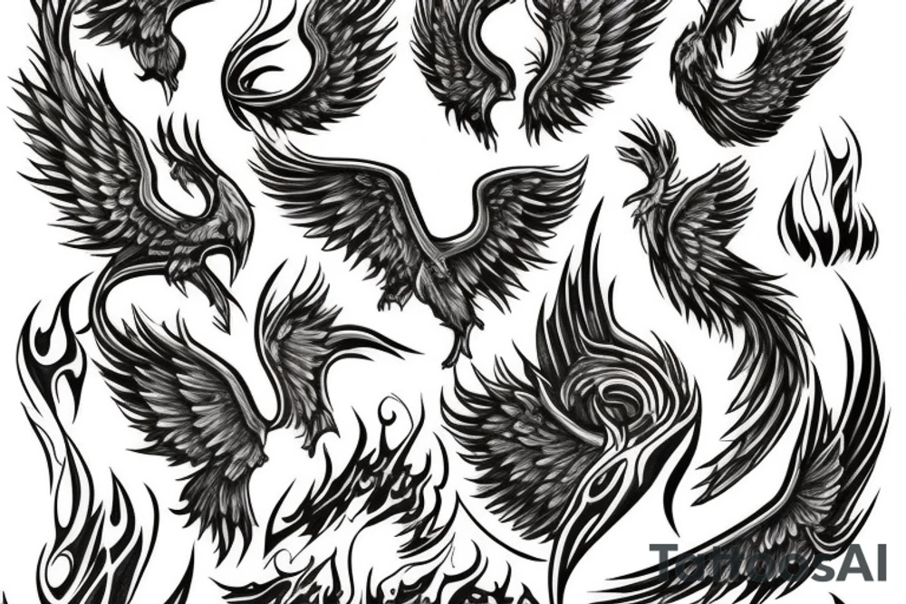 Phoenix rising from the flames tattoo idea