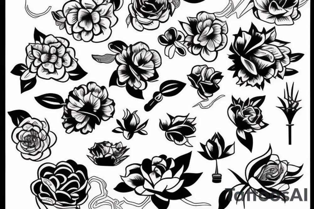 Fine line flowers for a man tattoo idea