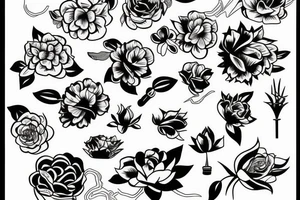 Fine line flowers for a man tattoo idea