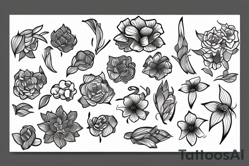 Fine line flowers for a man tattoo idea