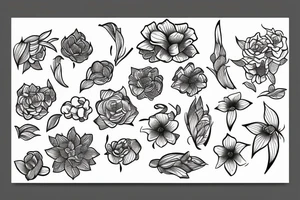Fine line flowers for a man tattoo idea
