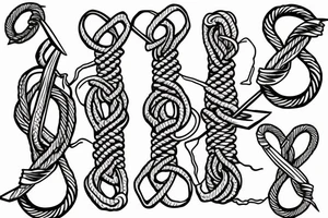 Trident wrapped in rope with square knot tattoo idea