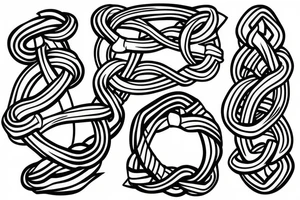 Trident wrapped in rope with square knot tattoo idea