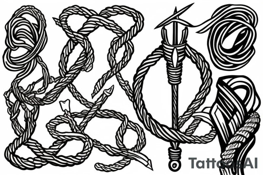 Trident wrapped in rope tattoo idea