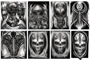 giger style, symmetrical tattoo idea