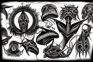 giger style, symmetrical tattoo idea
