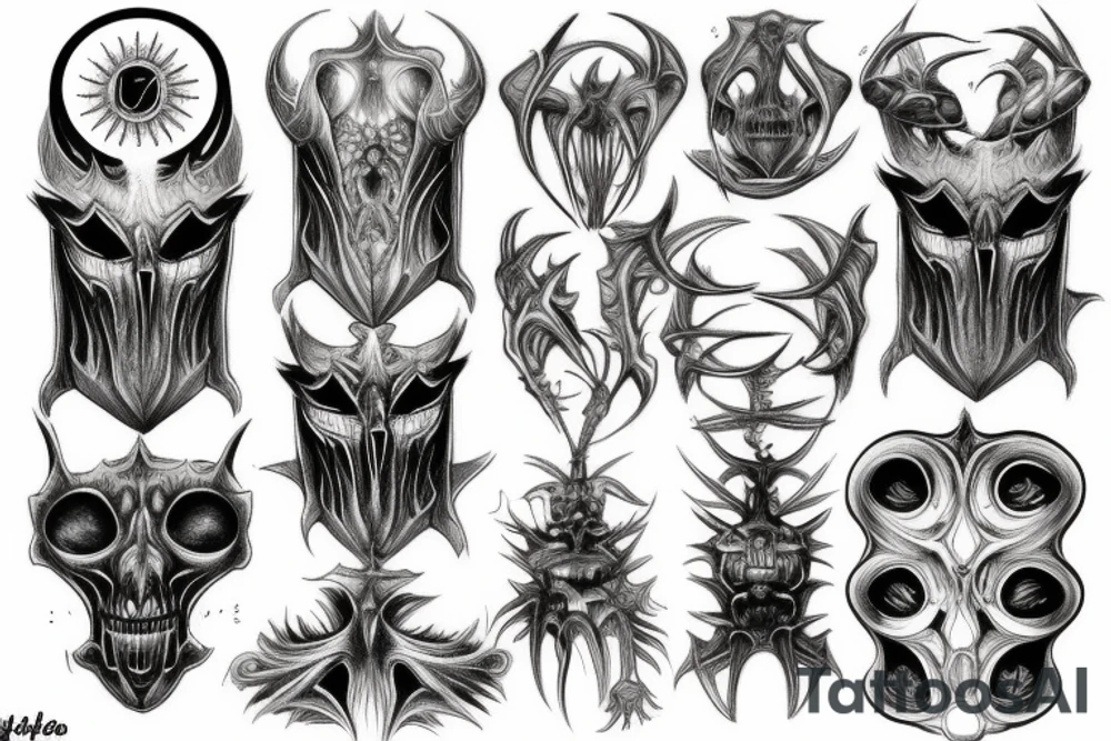 giger style, symmetrical tattoo idea