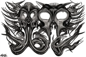giger style, symmetrical tattoo idea