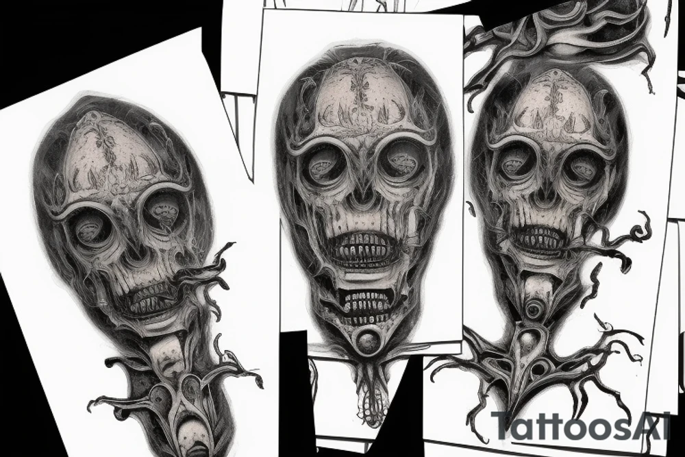 giger style, symmetrical tattoo idea