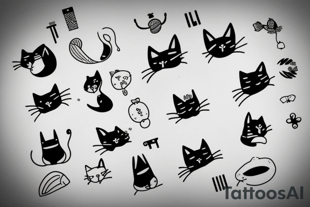 Twin cats tattoo idea
