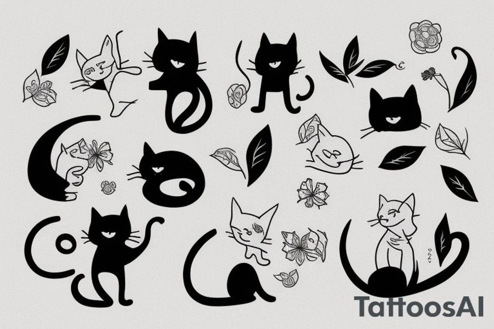 Twin cats tattoo idea