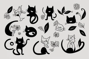 Twin cats tattoo idea