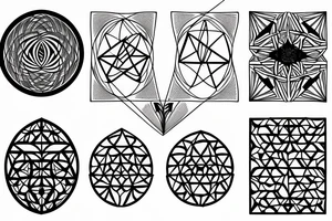 Duality with sacred geometry full arm tattoo idea
