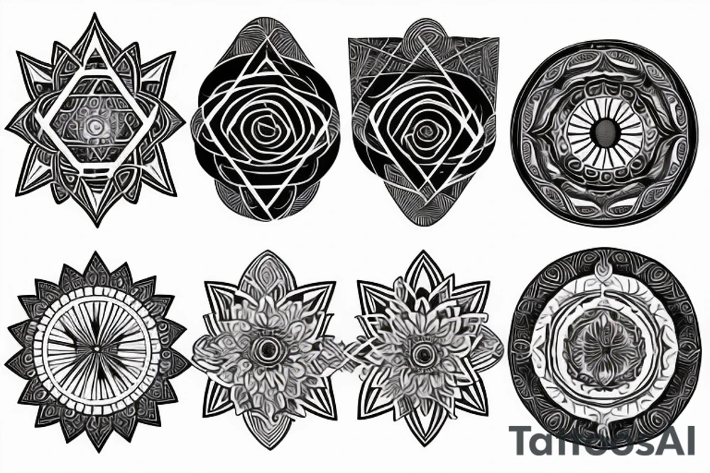 Fibonacci with sacred geometry full arm tattoo idea