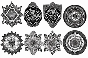 Fibonacci with sacred geometry full arm tattoo idea