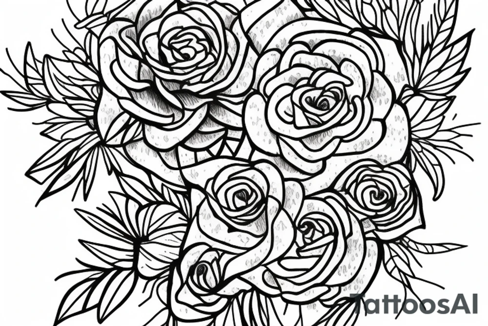 Woman and flower blackwork cover up tattoo idea