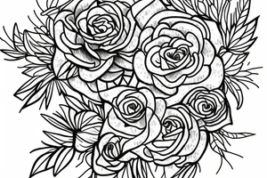 Woman and flower blackwork cover up tattoo idea