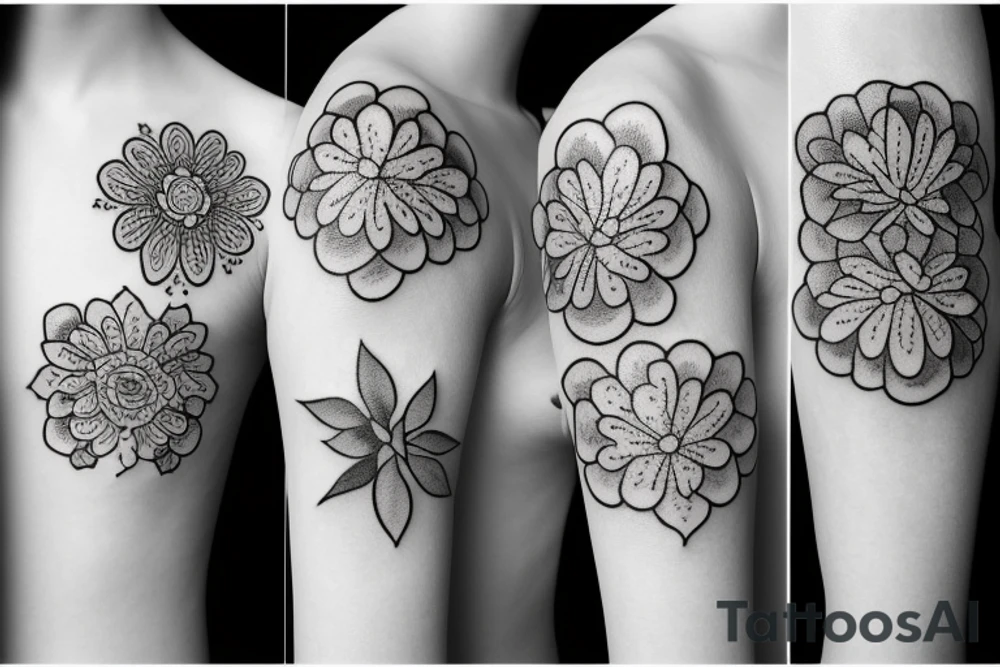 Woman and flower blackwork cover up tattoo idea