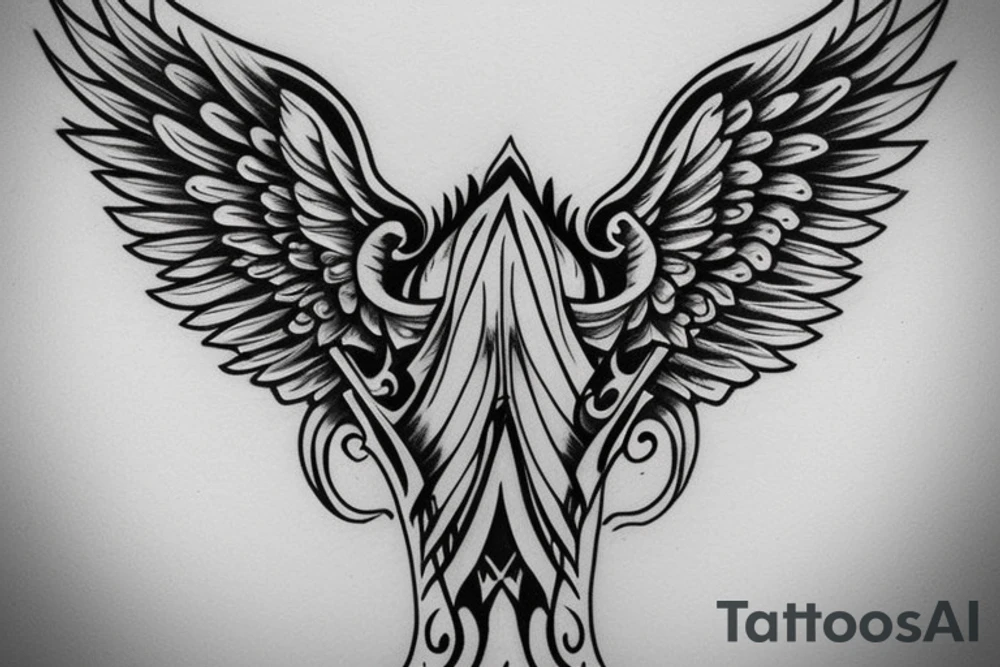 angel wings symmetrical tattoo idea