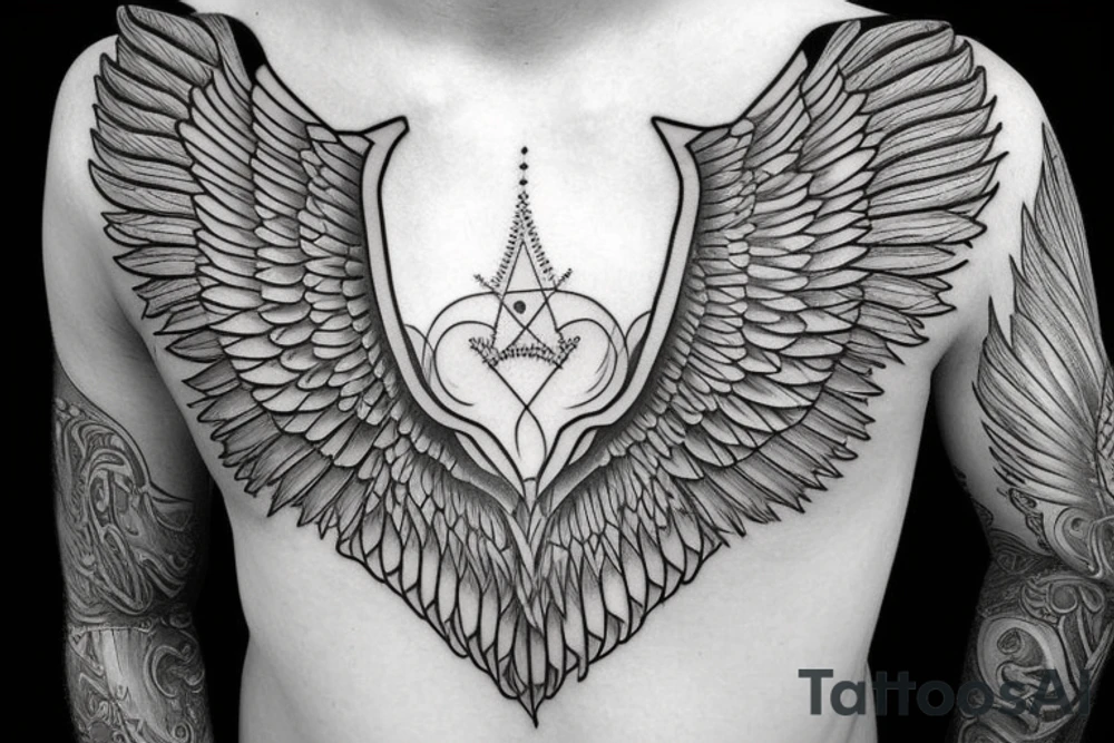 angel wings symmetrical tattoo idea